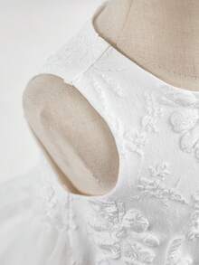 SHEIN Babygirl Elegant & Cute White Textured Sleeveless Loose Summer Dress