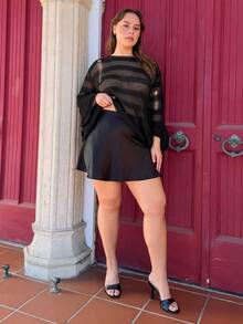 Nezia Cruz Plus Ripped Drop Shoulder Sweater Without Bra - Multicolor - View 3