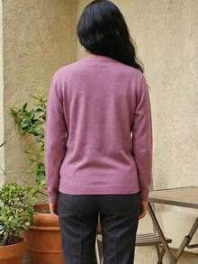 Women's Soft Sweater With Colorful Flower Embroidery - Bean paste powder - View 2