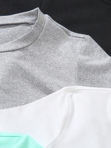 SHEIN Playful Pals Bộ 6 áo thun ngắn tay cổ tròn màu trơn thoải mái, dễ phối đồ cho bé gái, thích hợp mặc mùa hè, quà tặng lý tưởng cho bé gái. - Nhiều màu - Xem 3