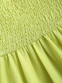 Sweetra 法式优雅公主裙，泡泡袖喇叭裙摆设计，收腰剪裁，时尚温柔的女士连衣裙，春夏款 - 綠色 - 查看 3