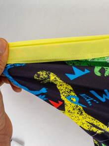 男童平角内裤 - 高弹力九条装，彩色卡通印花，舒适弹力腰带，柔软舒适，适合日常穿着，四季皆宜，2026年假日必备，耐穿、弹性好、活力四射、趣味十足的图案 - 彩色 - 查看 3