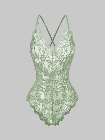 Kawaii Body sexy à col en V en dentelle, volants et bretelles ajustables pour la Saint-Valentin