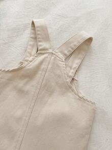 SHEIN Pantalon salopette en jean multi-poches avec design délavé polyvalent pour bébés garçons - Nude - Voir 6