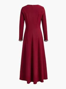 ZEYLAH Elegant Minimalist Rhinestone Embellished Long Dress For Women - Burgundy - View 2