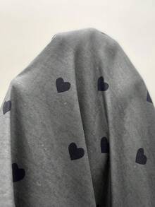 EMERY ROSE Plus Size Women Patchwork Heart Print Round Neck Short Sleeve Ruffle Hem Casual T-Shirt Carnival Costume For Women Beach Outfits For Women Vacation Outfits For Women Spring To Summer Tunic Tops For Women Cute Casual Tops Beach Outfit Holiday Outfits Going Out Tops - Grey - View 7