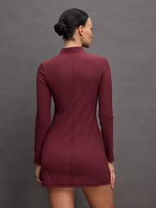 Activina Women's Golf Zip-Up Half Placket Sports Dress - Burgundy - View 2