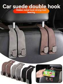 4-Piece Car Hook Set, Car Seat Cover With Hidden Hook, PU Leather Material, Car Accessories, Car Interior Accessories, Car Bag Storage Hook, Car Seat Backrest Upgrade Hidden Hook, ABS Rear Car Bag Storage Hook, Suitable For Various Car Models, Travel, Outdoor, Back To School Season Women's Storage And Organization, Travel Essential Gifts - Multicolor - View 1