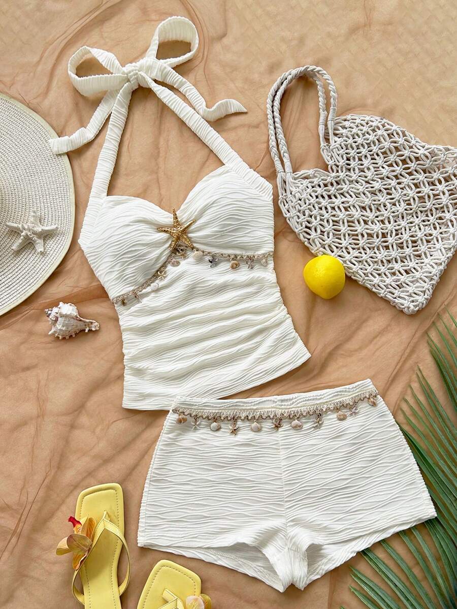 Soleia 女士沙滩度假休闲海星吊带上衣和短裤两件套