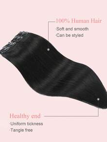 9AM Hair 4 件装 8 个夹子 直发接发 100% 真人发色 NC# 自然黑 12-18 英寸双纬隐形接发 雷米天然真人发 适合女性女孩日常全头使用 - Natural Black - 查看 5