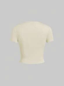 SHEIN EZwear Bộ 5 áo thun ngắn tay dáng ôm, màu trơn cơ bản. - Nhiều màu - Xem 6