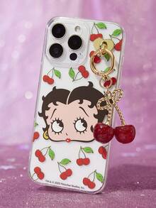 Betty Boop x SHEIN 樱桃吊坠手机壳，兼容 11-17 Pro Max，适用于 11-17 Pro Max，礼品创意，派对，节日，情人节 - 透白 - 查看 7