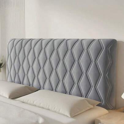 Velvet Headboard Cover Full Wrap Design Ultra Soft Quilted Padding Dust Protection Modern Bedroom Decor Solid Color Upholstery Upgrade