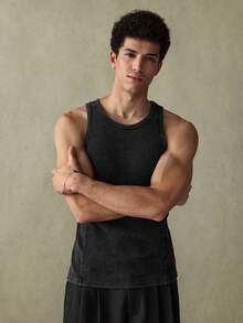 SWAVVY 男士夏季休闲无袖背心，修身款，黑色拼接，标准尺码 男士无袖上衣 健身服 男士背心 针织背心 男士运动服 - 黑色 - 查看 4