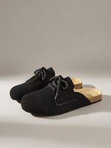 Solecia 女士系带休闲平底鞋，百搭时尚 - 黑色 - 查看 2