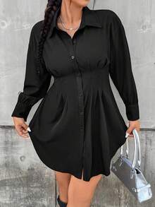 Vionelle Talla grande Camisa con diseño de fruncido - Negro - Ver 6