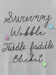 Manfinity VCAY Camiseta ajustada de cuello redondo con cadena y bordado de moda casual para hombres - Gris Claro - Ver 5