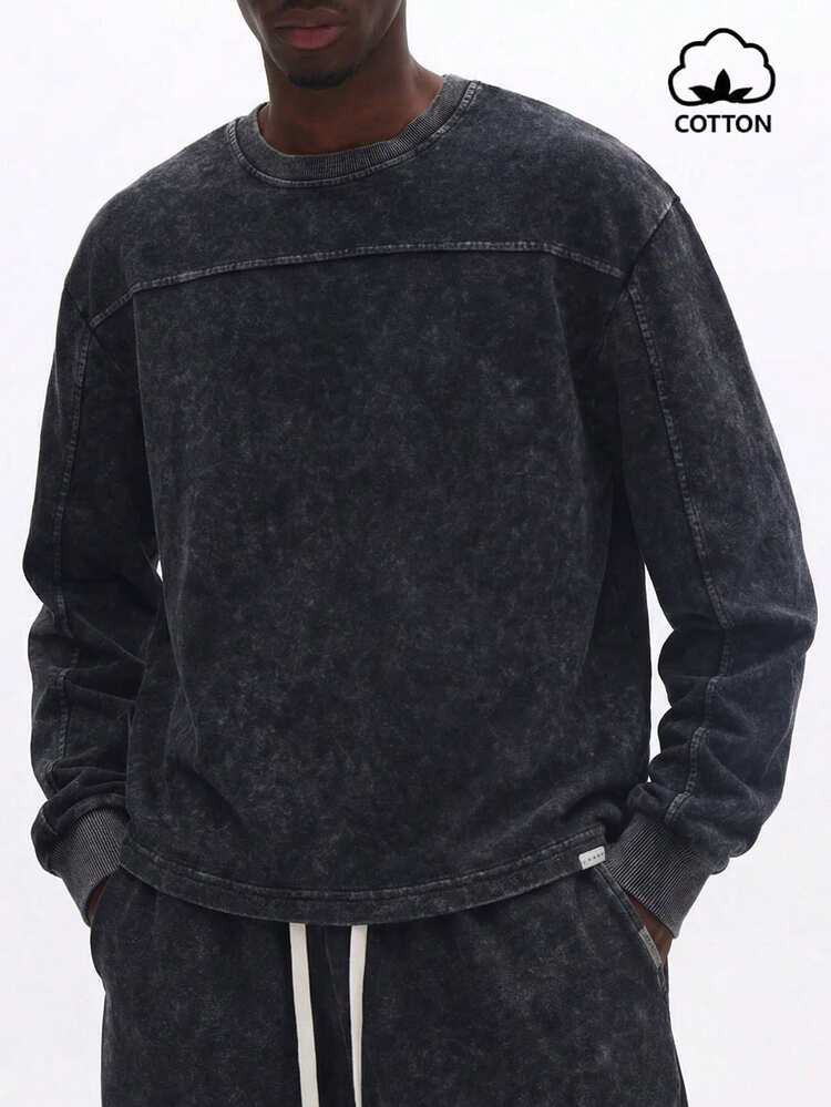 Oversized Washed Crew Neck Sweatshirt