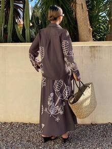 DAZY Women's Casual Floral Print Shirt And Skirt 2-Piece Set, Spring/Summer Vacation - Brown - View 2