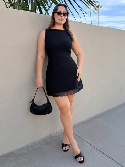 Nezia Cruz Vestido sin mangas de malla para mujer talla grande, para primavera/verano