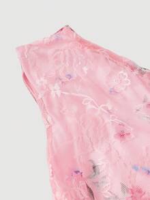 SHEIN MOD 不对称肩部蝴蝶结修身连衣裙，情人节，适合春季，女士情人节服装，嘉年华，鸡尾酒会礼服，婚礼，花园，下午茶，派对，粉色连衣裙，女士茶会服装，女士粉色生日服装，女士粉色早午餐服装 - 粉色 - 查看 6