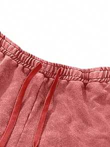 Manfinity EMRG 男士休闲宽松棉质运动裤，街头风松紧腰阔腿裤，做旧棉质面料，适合日常穿着、休闲、时尚、街头风格，是节日送礼佳品。 - 紅色 - 查看 5