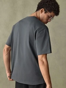 SWAVVY Men's Crew Neck Simple Fashion Commuting Short Sleeve T-Shirt - Grey - View 2