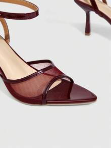 CUCCOO SZL Women's Pointed Toe Buckle Design Fashion High Heel Sandals For Daily Wear Valentine's Day - Burgundy - View 6