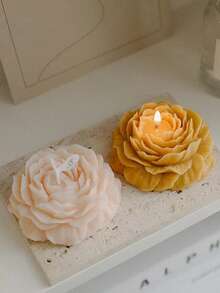 1pc Peony Flower Shaped Silicone Mold, Suitable For DIY Candle Making - Grey - View 4