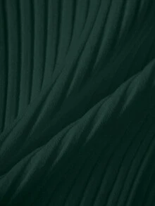 Franclia 女士无袖休闲撞色网眼针织上衣 - 墨綠色 - 查看 6