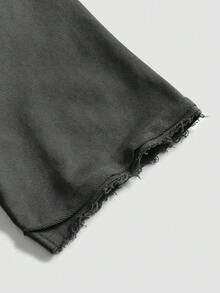 ROMWE MEN Street Life Men's T-Shirt With Street American Design Splatter Paint Zebra Effect - Dark Grey - View 7