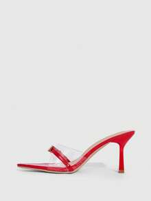 CUCCOO SZL 女士尖头搭扣设计优雅高跟凉鞋，适合日常穿着 - 紅色 - 查看 4