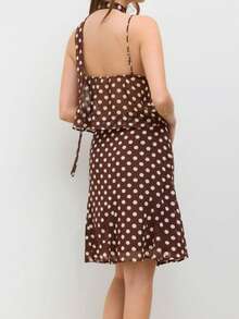 Franclia Women's Polka Dot Print Camisole & Skirt 2 Pieces Set, Summer - Brown - View 2