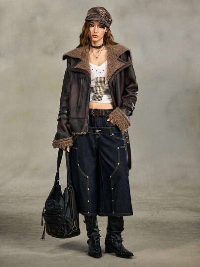 Women's Distressed Vintage Y2K Grunge PUNK Jacket