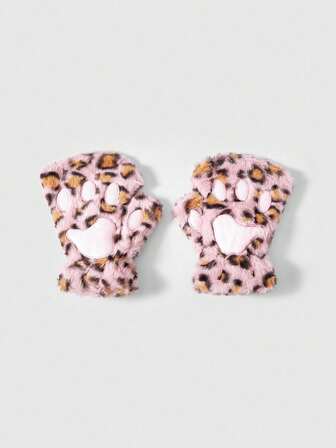 Fairycore 1 Coppia di guanti senza dita retrò in stile Y2K con stampa leopardata giallo-marrone, accessorio versatile per l'autunno/inverno, Ognissanti, adatto per uso quotidiano, feste e raduni