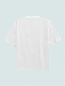 Modcrash Men's Slogan Print Crew Neck Loose Casual Short Sleeve T-Shirt Spring To Summer - White - View 2