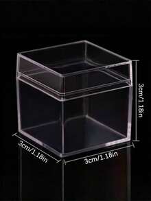 12pcs New Fully Transparent PS Plastic Square Packaging Boxes, Hinged Lid Candy Boxes - Transparent - View 3