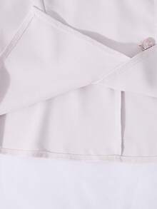 少女米色双排扣方领无袖露脐上衣+阔腿裤两件套，轻盈职场风西式时尚 - 白色 - 查看 7