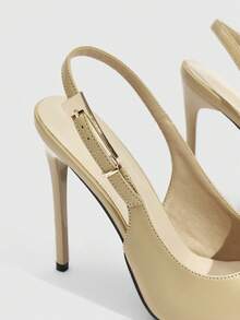 CUCCOO SZL Women's Pointed Toe Stiletto High Heel Black Fashion Sexy Evening Party Pumps With Ankle Strap Valentine's Day - Apricot PU - View 7