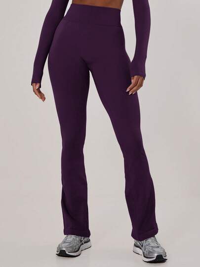 Musera Sport Ribbed High Waist Flare Activewear Yoga Pilates Leggings Pants Trousers, Padel, Tennis, Pickleball Gym Fitness Winter