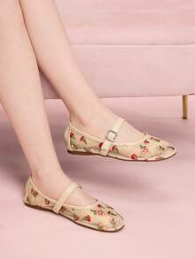 CUCCOO DOLLMOD Women's Casual Breathable Comfortable Flats Valentine's Day - Apricot - View 2