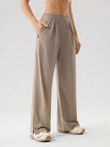 OutZeal Women Sports Pants Camping Hiking Quick-Drying Cool Touch High Waistband Wide Leg Bottom - Khaki - View 5