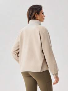 OutZeal Women Outdoor Jacket Winter Casual Thermal Fleece Stand Collar Multi Pockets Outdoor Top - Apricot - View 7
