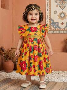 SHEIN Baby Girl's Ahlam Prayer Dress,Summer Boho Family Matching Dress - Yellow - View 6