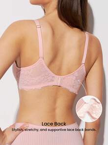 LUVLETTE Dream Curve Support + Smooth & Lace Push Up Pink Classic  Demi Lingerie Bra