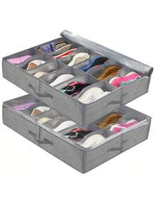 1 pieza Caja de almacenamiento plegable gris, ahorro de espacio - Gris Oscuro - Ver 1