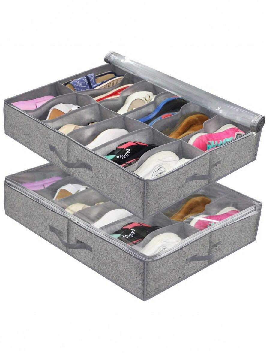 1 pieza Caja de almacenamiento plegable gris, ahorro de espacio - Gris Oscuro - Ver 1