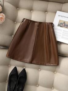 Franclia New PU Leather Mini Skirt, High Waist Slim Fit Women Skirt