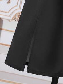 SHEIN Kids Tween Boy Ramadan Jellabiya, Traditional Arab Clothing, Robe, Eid Dress, Casual Colorblock Long Sleeve Shirt, Long Sleeve Robe, Black Shirt, Suitable For Spring/Summer, Outings, Valentine's Day, Dates, Travel, Vacation, Family Gatherings, Back To School, Wedding Season, Formal Dinners, Birthday Parties - Black - View 7