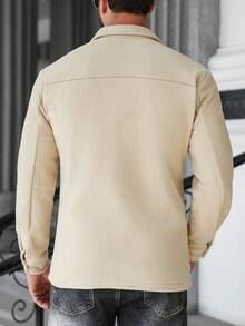 Manfinity CasualCool Herren Langarm Hemd mit Umlegekragen, einfarbiges Fleece Khaki Lässig Top, Herbst/Winter, Freund Geschenk Herren gestricktes Knopfhemd Beige Herren Hemd für Herren Lässig Champagner Altes Geld, Alltags Lässig, Wochenendausflüge, Outdoor-Aktivitäten, Reiseexpeditionen, entspannte Arbeitsumgebungen oder halbformelle Anlässe, Freund/Ehemann Geschenk, Jahrestags-/Geburtstagsgeschenkparty Weihnachten Neujahr Hochzeit - Khaki - Übersicht 2